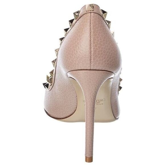 Valentino Garavani Rockstud Grainy Leather 100mm Pump Water Rose - Picture 3 of 16
